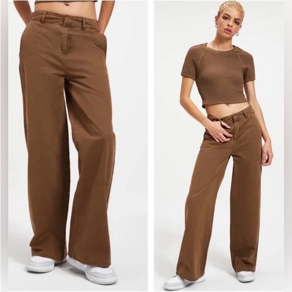 Women’s Wide-Leg Cotton Pants — Brown